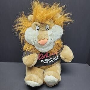 VTG D.A.R.E Darren The Lion Plush Stuffed Animal Large 16” w/ DARE Shirt 1990's